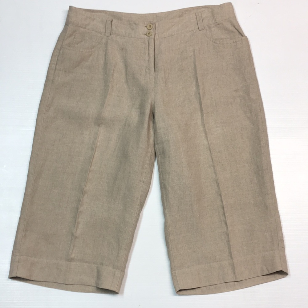 Eileen Fisher Women’s Petite Tan Linen Capris Pant. Sz PM